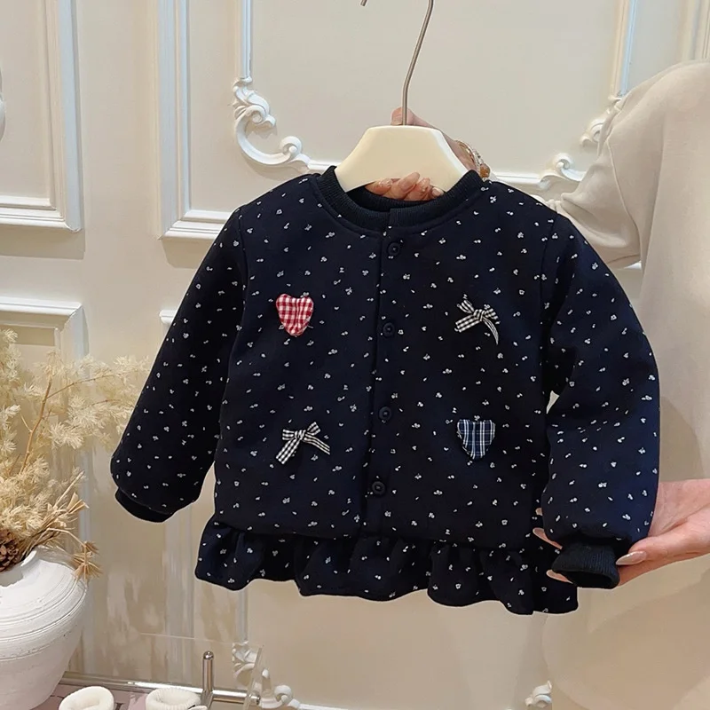 Winter Girls Padded Warm Coats Autumn Kids Three Layer Quilted Thick Outerwear Children Fashion Print Cotton Clothes 1-10 Years