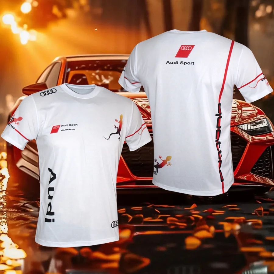 

Футболка Audi Quattro Racing, мужская и женская дышащая, быстросохнущая, впитывающая пот, легкая футболка с короткими рукавами MOTO