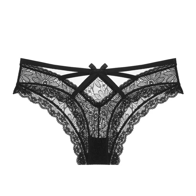 French Hot Selling Sexy Bow Lace Underwear Briefs Women Sweet Ultra-thin Breathable Panty Comfortable Low Waist Triangle Panties