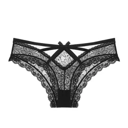 French Hot Selling Sexy Bow Lace Underwear Briefs Women Sweet Ultra-thin Breathable Panty Comfortable Low Waist Triangle Panties