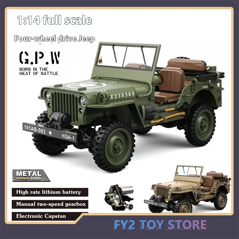 

Hg4-58 Willys 1/14 Rc Electric Remote Control Model Car Mini Simulation Military Truck Aldult Kids Toys