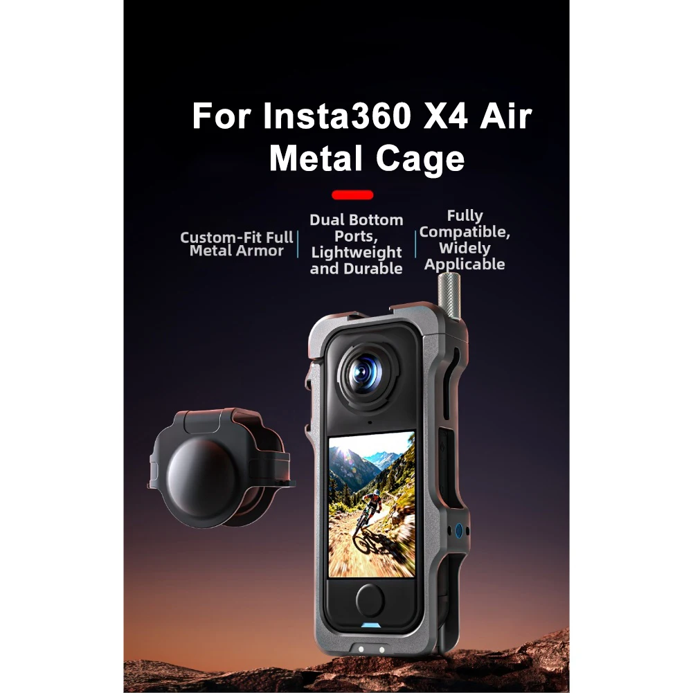 

Стильный серый алюминиевый защитный чехол для Insta360 X4 Air, металлический корпус с крышкой для объектива, ударопрочный корпус для использования на открытом воздухе