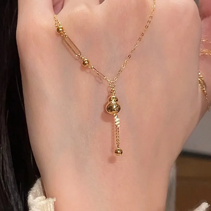 

Glossy and fashion small gourd necklace creative classic irregular chain tassel collarbone chain pendant banquet jewelry gift