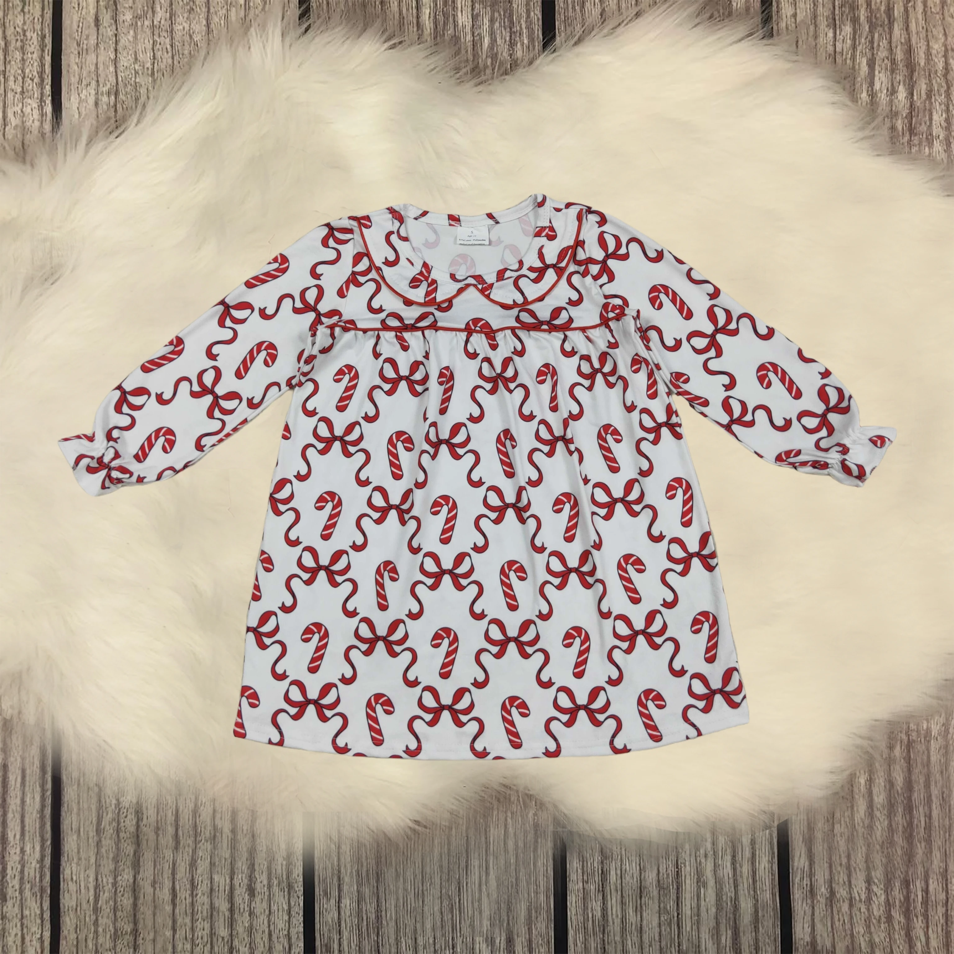 

Kids Children Long Sleeves Baby Girl Gown Dress Infant Bows Clothes Toddler Knee Length Christmas Nightgown Clothing Wholesale