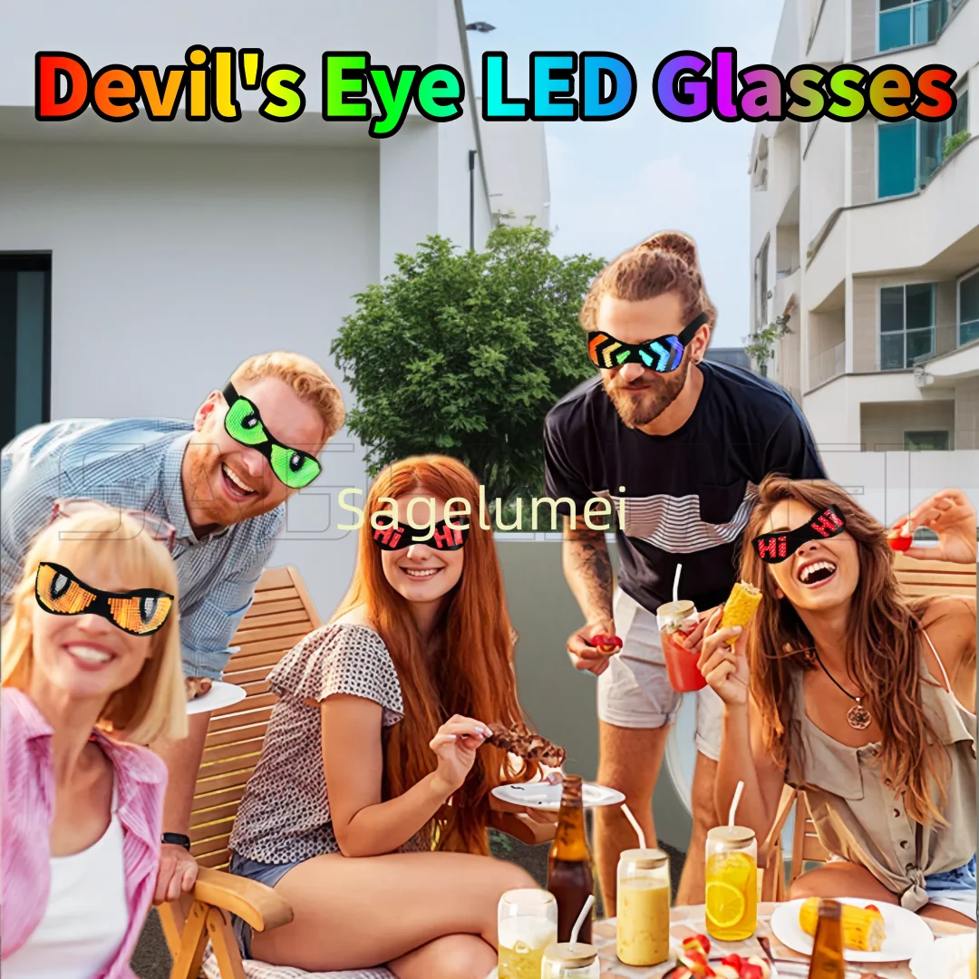 

Indoor Use FullColor LED Flashing Glasses App-Controlled Electro Beat Eye Screen for Holiday EyewearNightclubs Bars Easter Decor