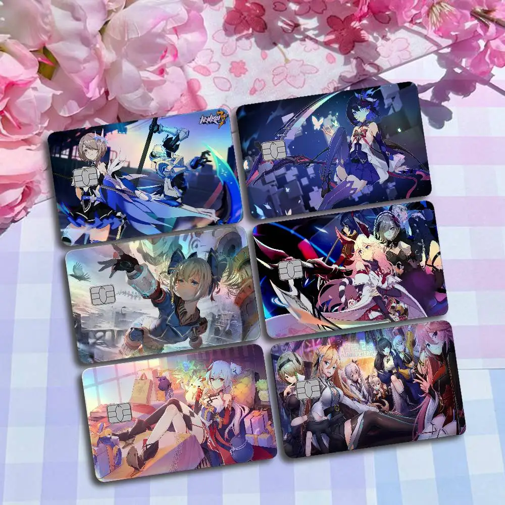 Honkai Impact 3 Laser Card Skin Stickers 4pcs/Set Waterproof Anti-Scratch Bank Card Protector Decal For Credit Cards