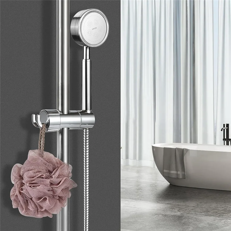 

AX83-Hand Shower Holder Adjustable Shower Holder 360° Rotatable Shower Holder With 2 Hooks Fit For Bathroom