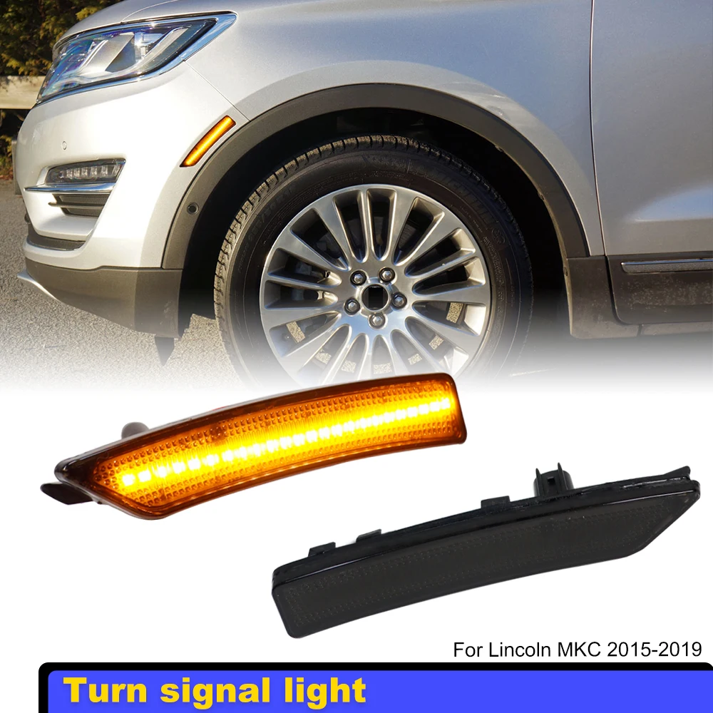

Автомобильный янтарно-желтый полностью светодиодный бампер, боковой габаритный фонарь для 2015 2016 2017 2018 19 Lincoln MKC, указатель поворота, лампы 12 В