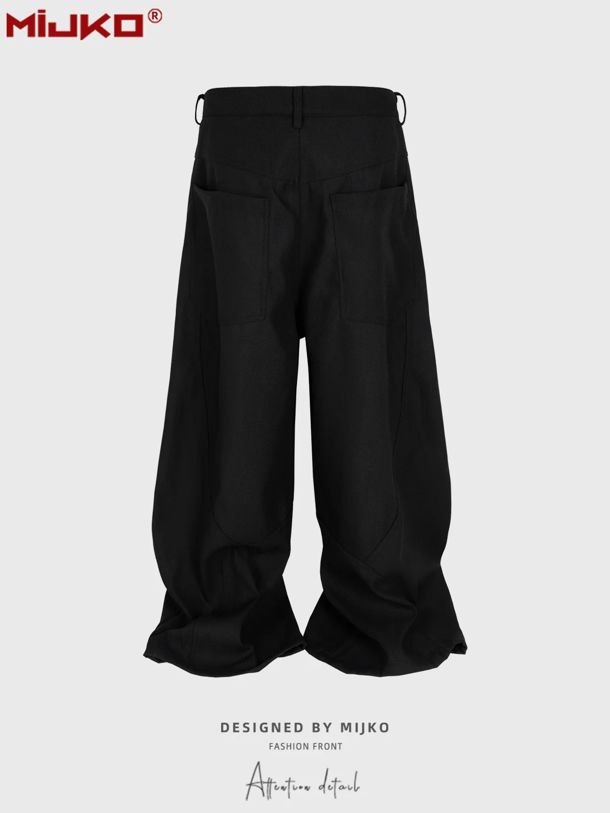 MIJKO สีดําสีน้ําตาลกางเกง Vintage Cut Rivets Silhouette Draped Machete กางเกง 2025 ชายอเมริกันสบายๆกางเกงขากว้าง