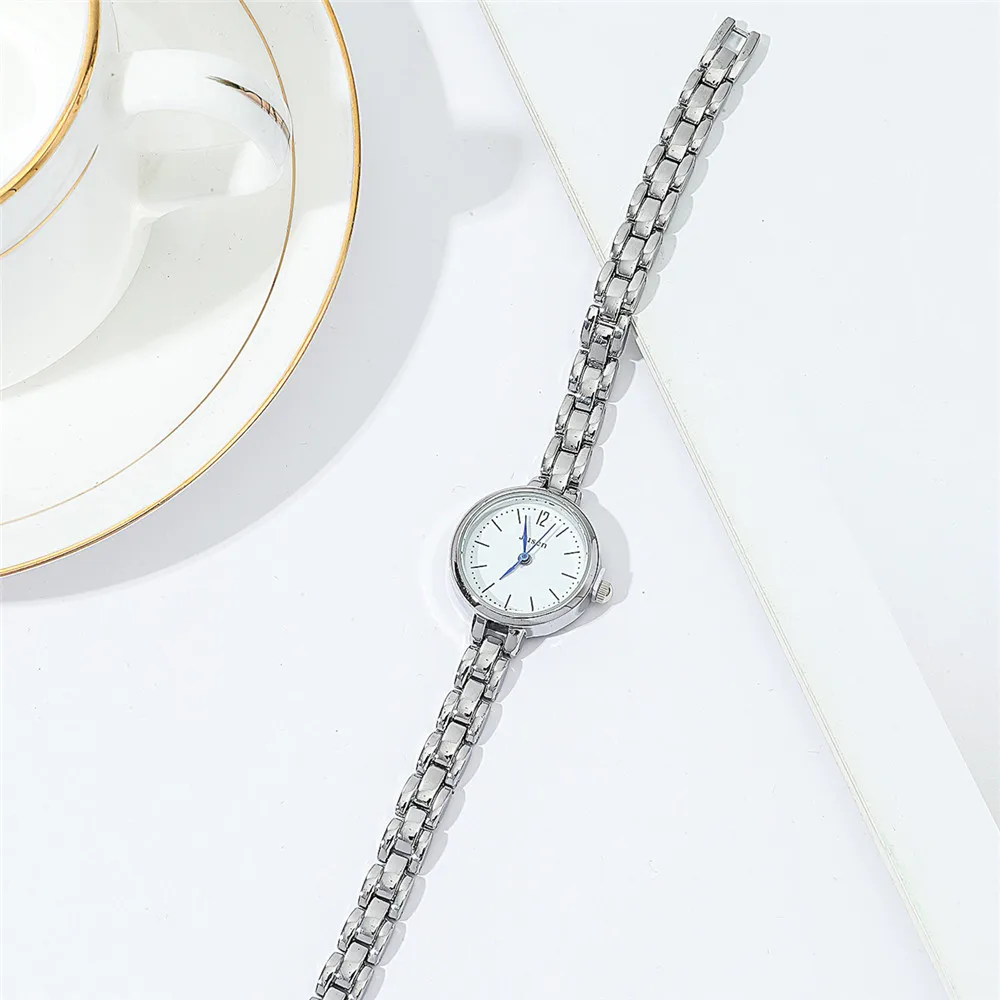 fashion small dial silver steel band quartz bracelet watch