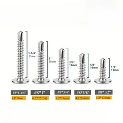 #8 Modified Truss Head Sheet Metal Screws Assortment Kit 410 Stainless Steel Self Tapping Drilling Screws for Metal Plastic Wood