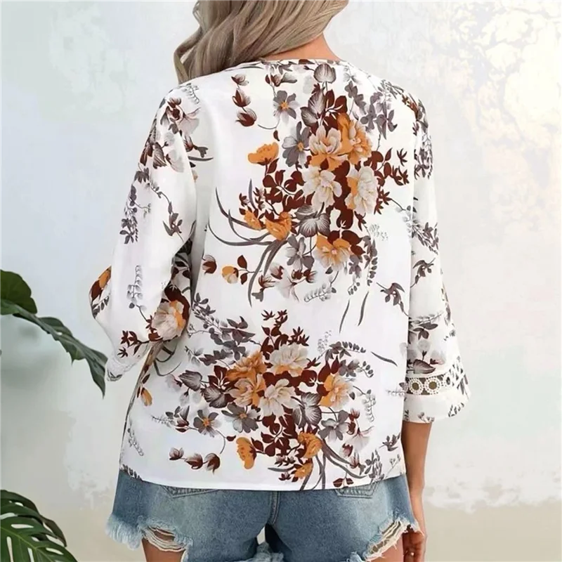 

AOAO-3/4 Length Sleeve Womens Summer Trendy Bell Sleeve V-Neck Dressy Casual Ethnic Bohemian Print T-Shirt