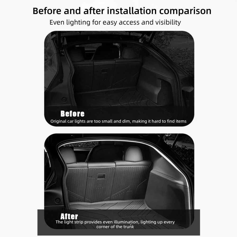 Dual Color Switchable Car Trunk LED Light IP67 Waterproof Silicone Strip Car Interior LED Lamp for Tesla Model Y YL Juniper