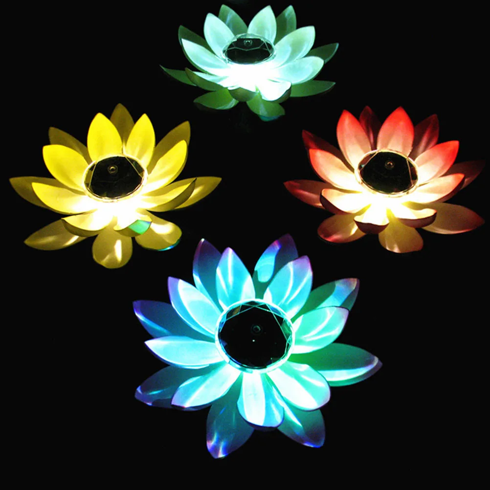 

2 Pcs Lotus Lantern Pond Light Outdoor Solar Lights The Flowers Garden Lamp Plastic Led Patio Decorations