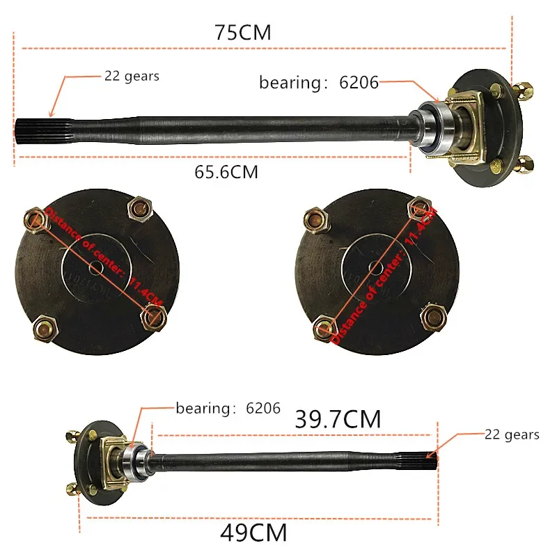 Differential Light Trailer Hubs and Stubs Assembly Golf Cart Rear Axle