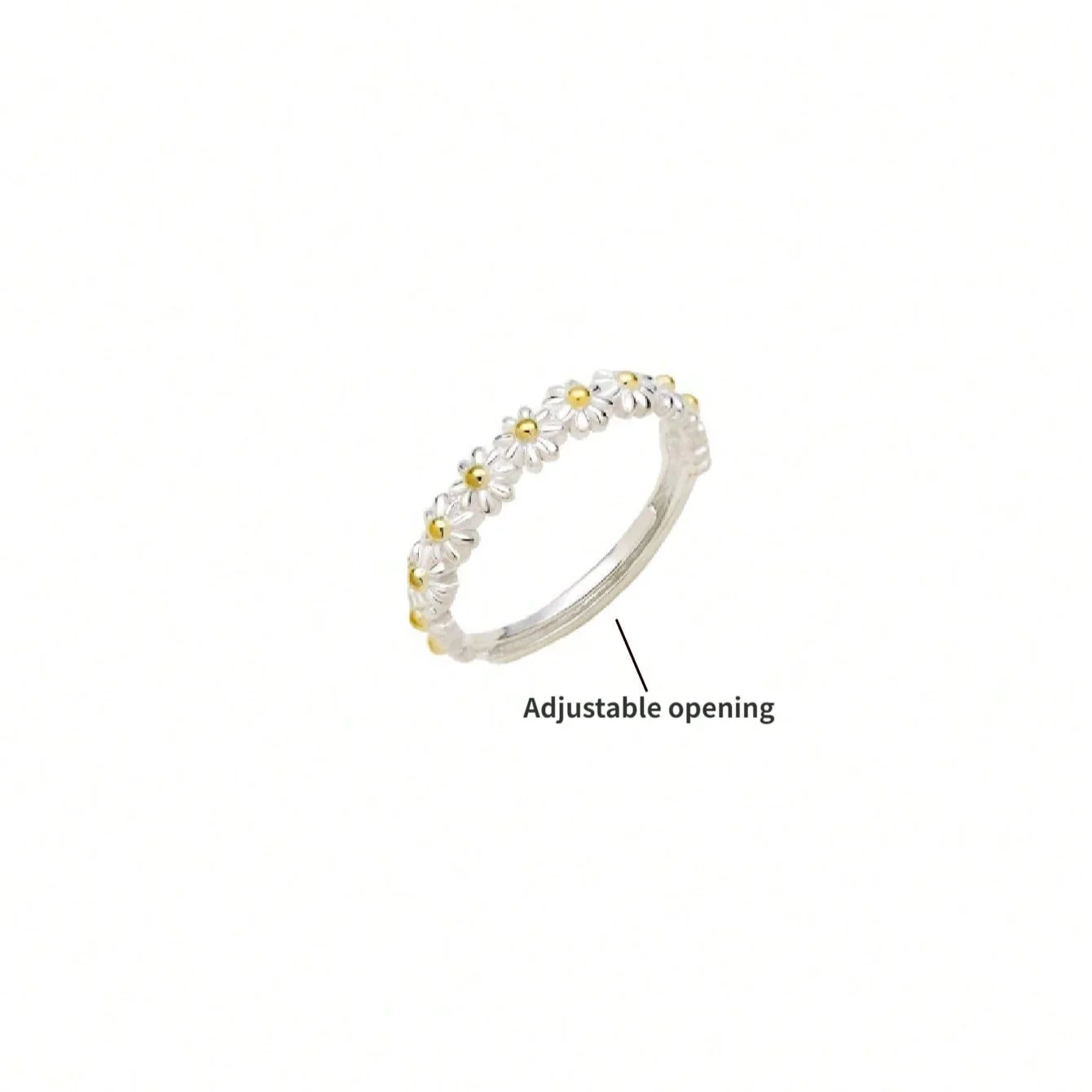 1pc Women\ Two-Color Daisy Ring With Open Ends