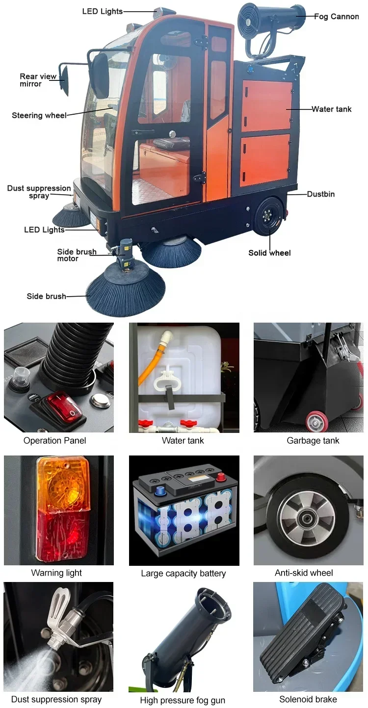 YG Customized DM-2100H Road Cleaning Machine Ride On Industrial Floor Sweeper Electric Street Sweeper