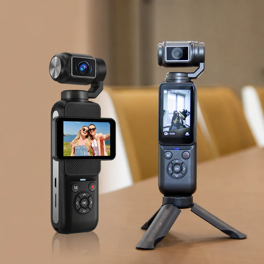 Handheld Dual-axis Portable Flip Touch Screen Tracking WiFi Stabilizer Pocket Gimbal Camera for Travel Vlog Creators