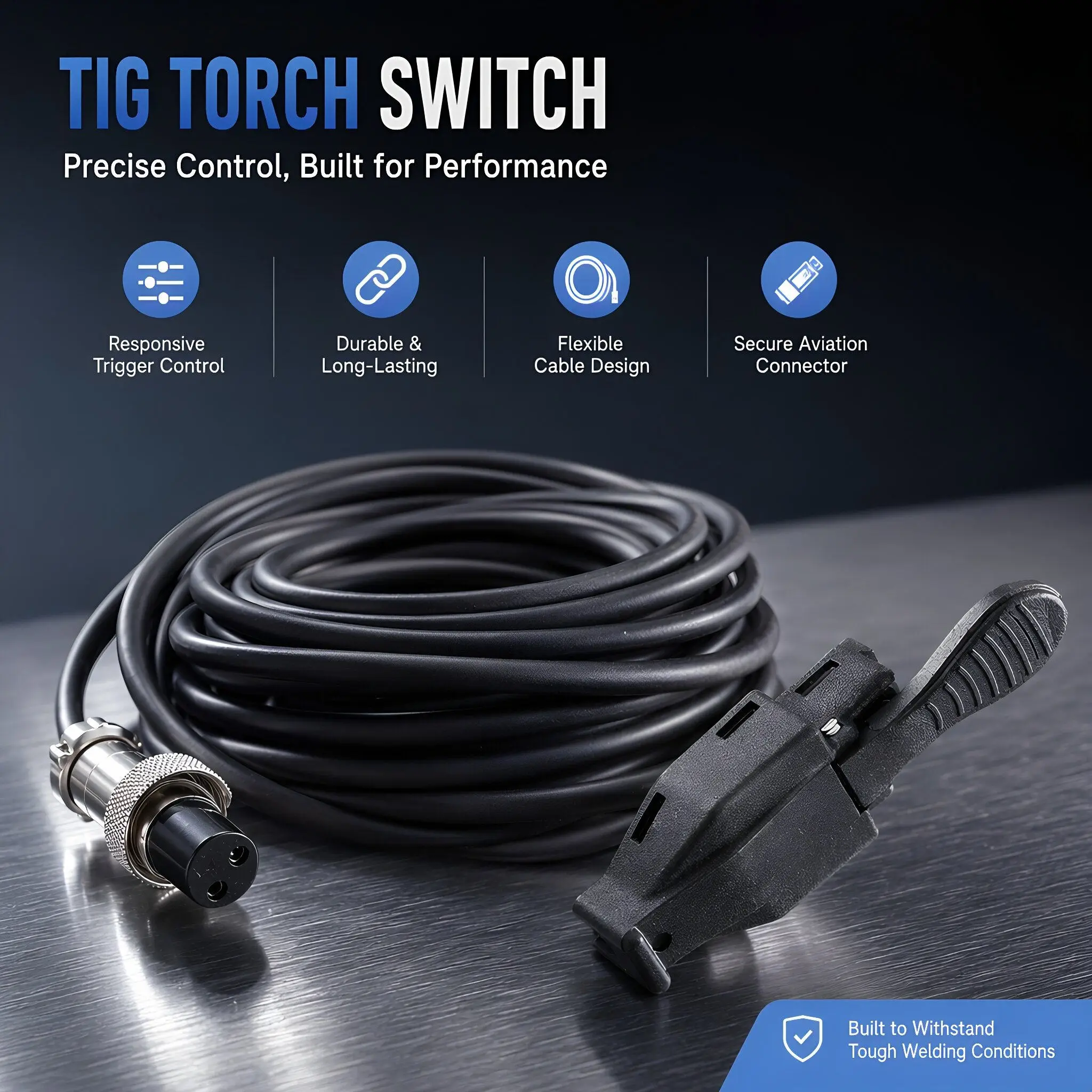 Tig Torch Switch Cable 17.4ft Heat-Resistant Control Lead Optimized Performance Tig Welding Torch Trigger Harness Replacement