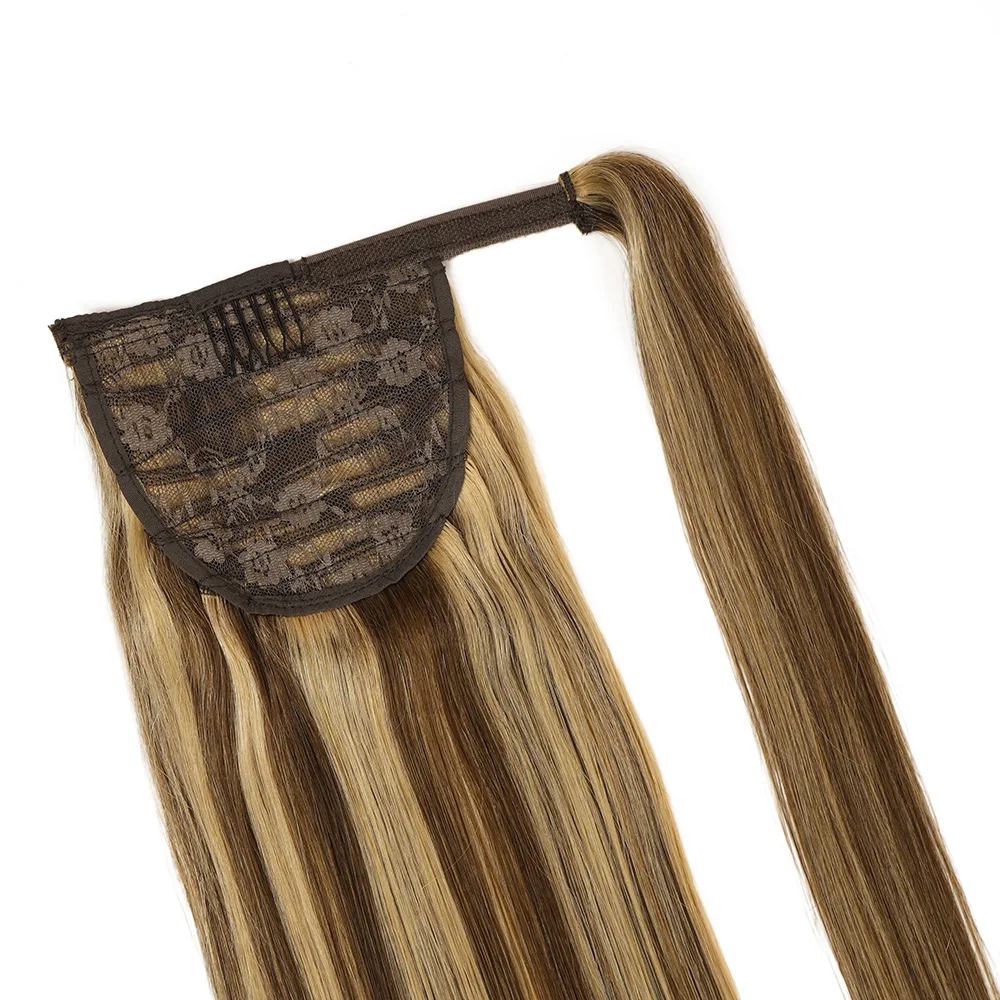 ذيل حصان الشعر البشري 14-22 "تسليط الضوء على ذيل حصان ملحقات الإنسان 100% ريال ريمي الإنسان ذيل حصان وصلات شعر 100 جرام/مجموعة للنساء