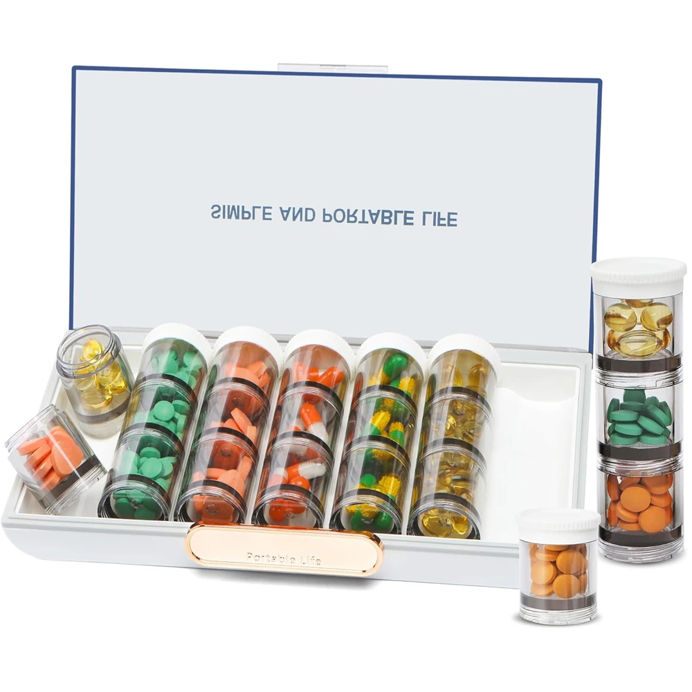 21 Grids Transparent Weekly Pill Box Independent Lids Tablet Holder Supplement Vitamin Capsule Storage Container