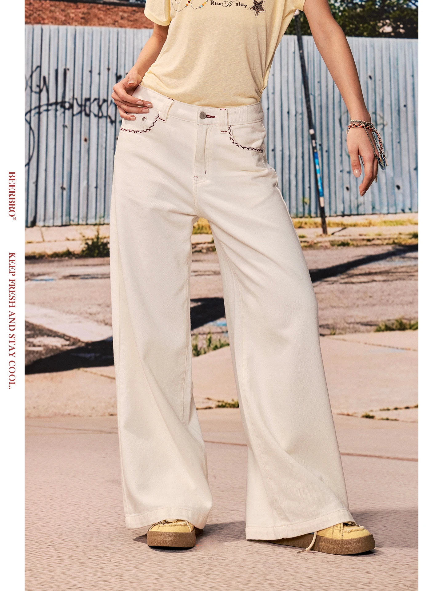 

Классические прямые джинсы Cool Spicy Amusement Park с высокой талией, утягивающие, красно-белые, повседневные, хлопковые, с низкой посадкой, на пуговицах