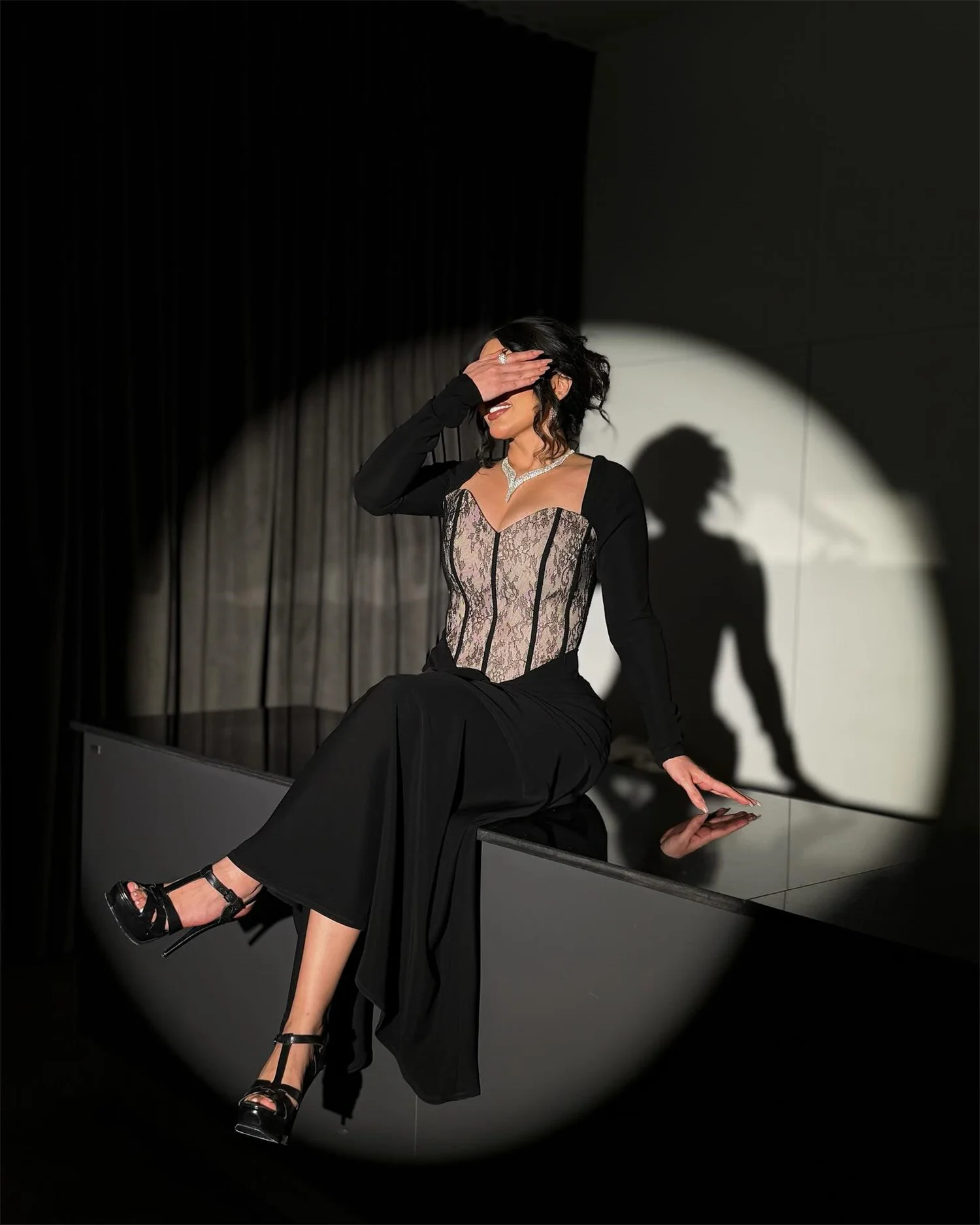 EDECPBM 맞춤형 우아한 여성 웨딩 파티 드레스 레이스 머메이드 프롬 드레스 이브닝 가운 블랙 갈라 드레스