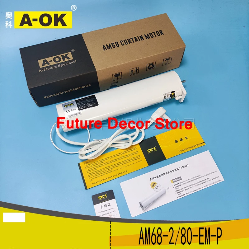 

Brand New A-OK AM68-2/80-EM-P Electric Curtain Motor 2.0N High Torque,80rpm Built in Remote Control 433.92MHz 485 Protocol