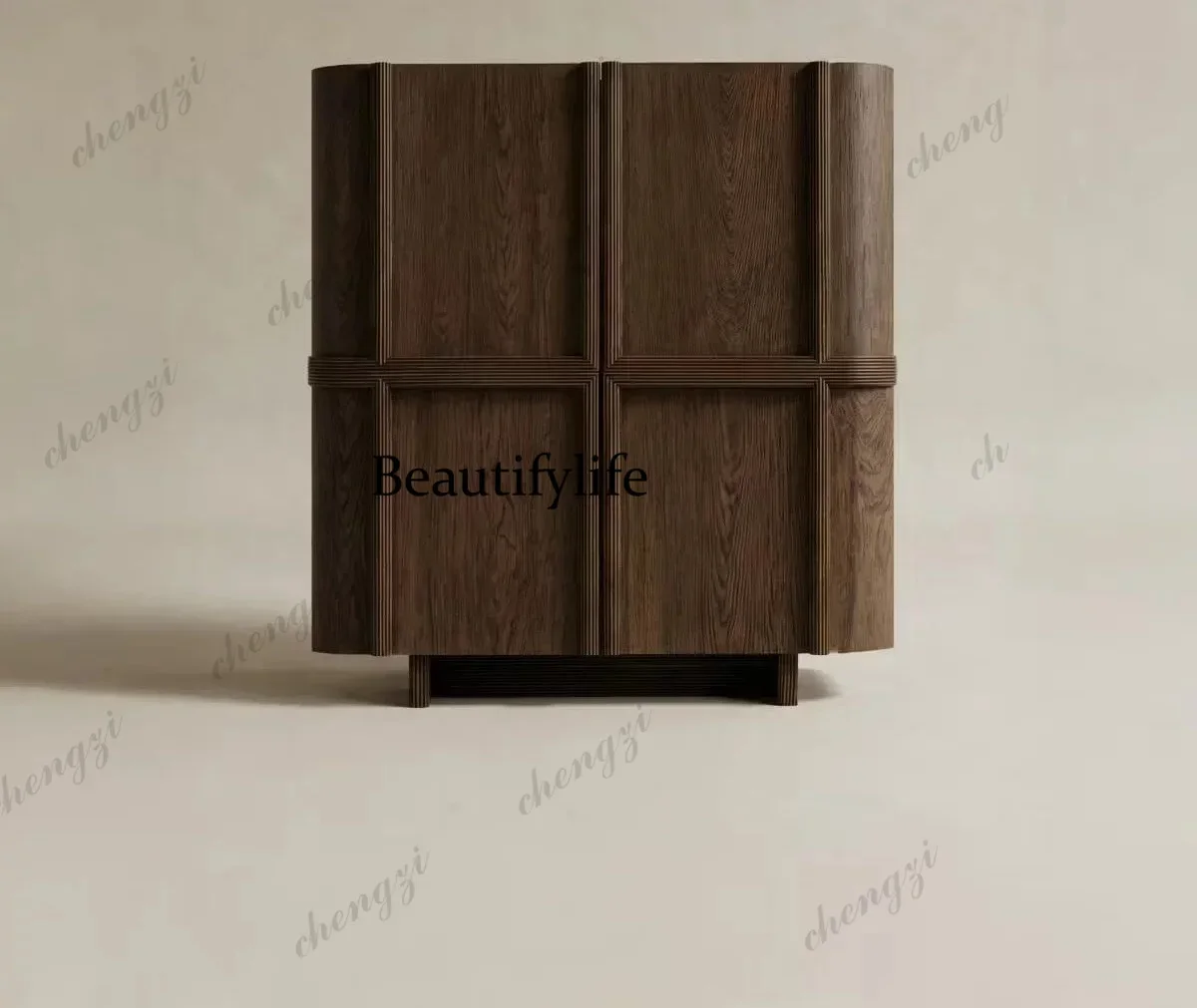 Medieval retro minimalist cross three-dimensional carving solid wood entrance locker concave and convex creativity d178
