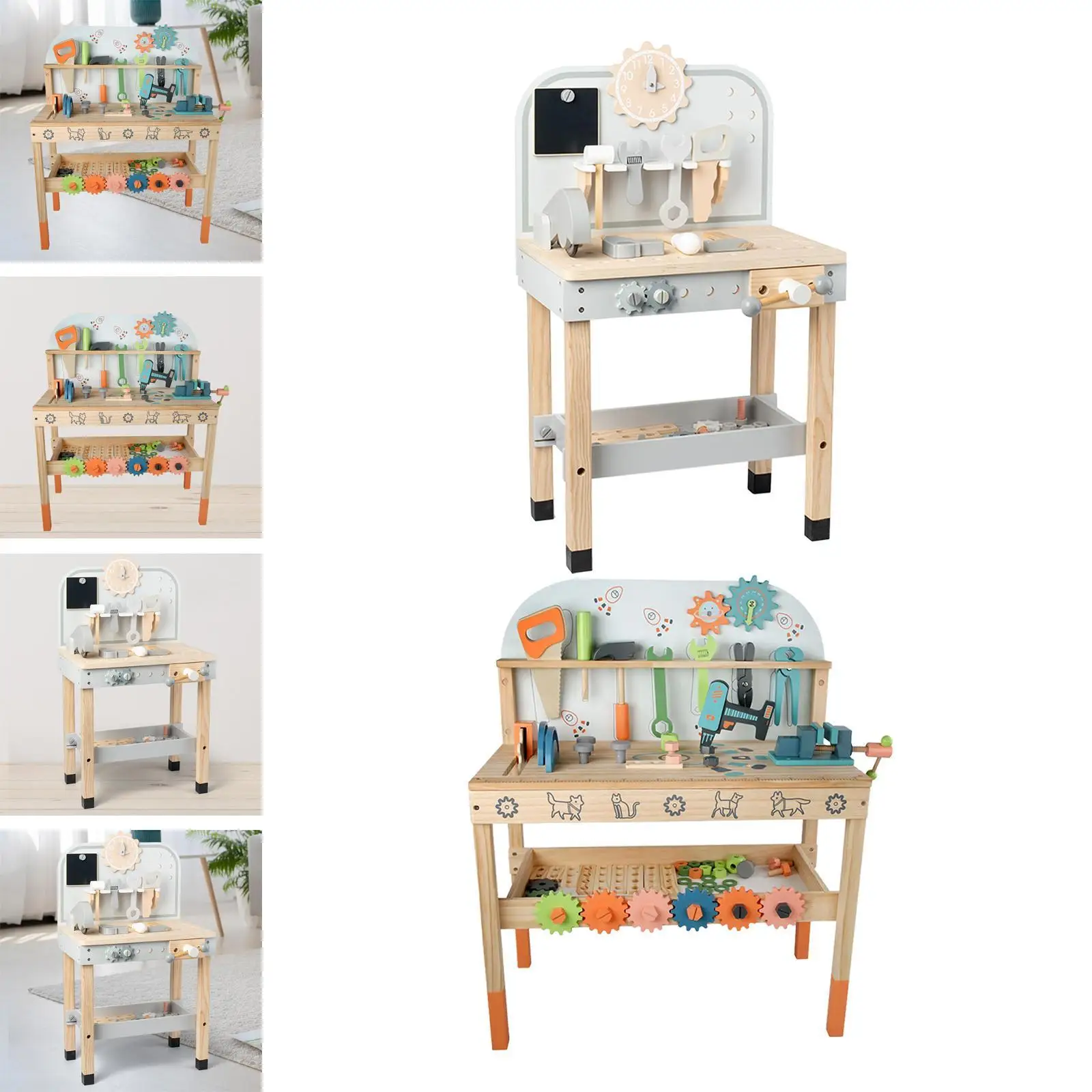 Kid Wooden Tool Bench Funny Fine Motor Skill Construction Bench Toy Children