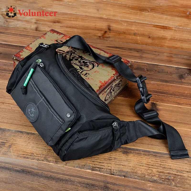 Volunteer Waist Bags for Men Casual Waterproof Sports Nylon Chest Bag Male New Fashion Phone Oxford Cloth Crossbody Bags 1652-10