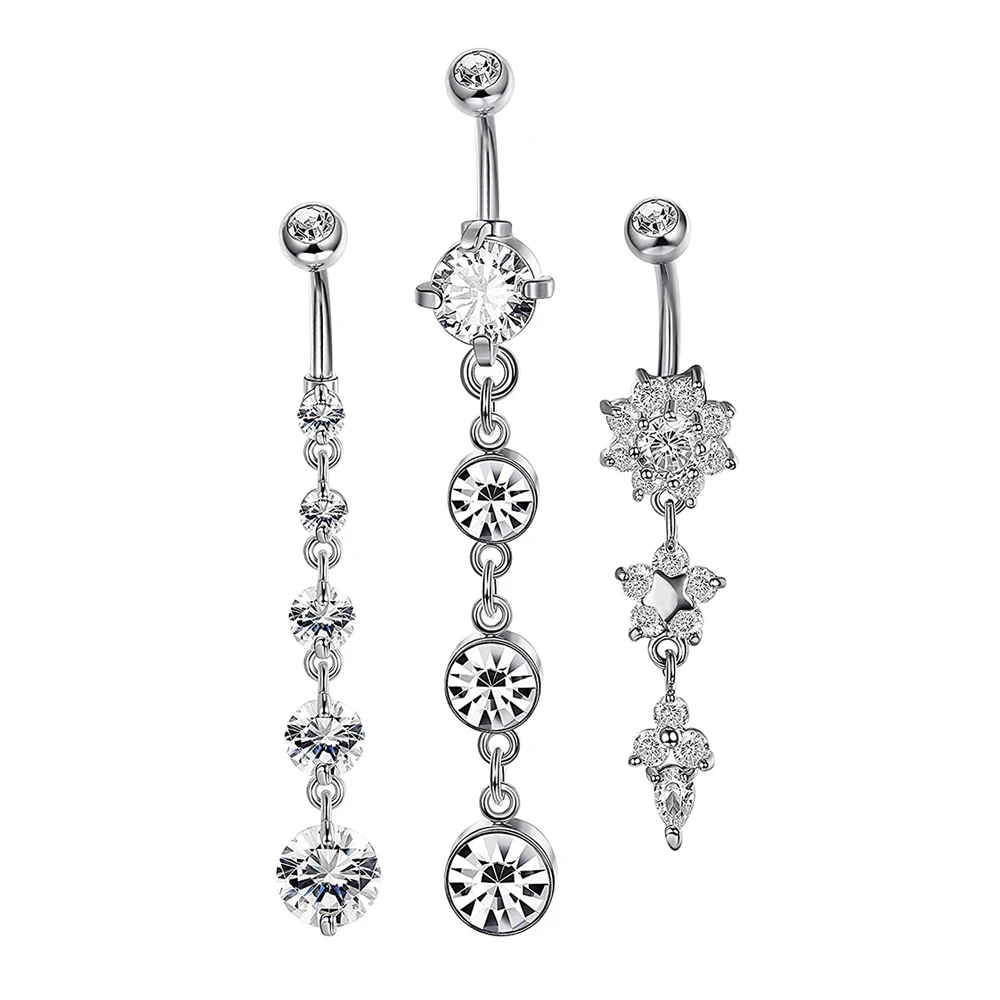 Surgical Steel Crystal Belly Button Piercing Set