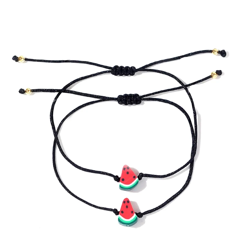 2/4Pcs Simple Fashion Watermelon Adjustable Rope Bracelet For Women Men Cute Creative Watermelon Bracelet Accessories Gifts