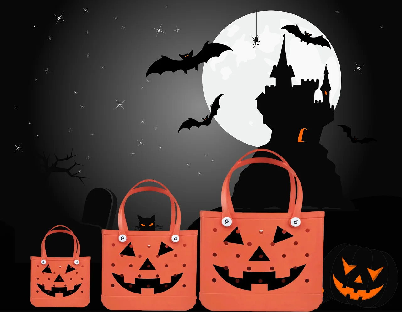 New Fashionable Eva Beach Bag Halloween Party Skull DIY Hole Handbag Decorated Pumpkin Festival Shoulder Bag Clutch Bag