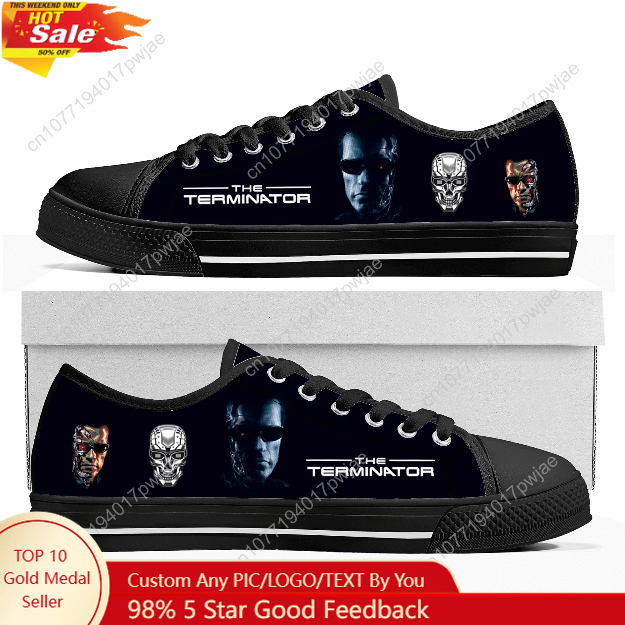 

Movie Terminator A-Arnold S-Schwarzenegger Low Top High Quality Sneakers Mens Women Canvas Sneaker Casual Custom Shoes