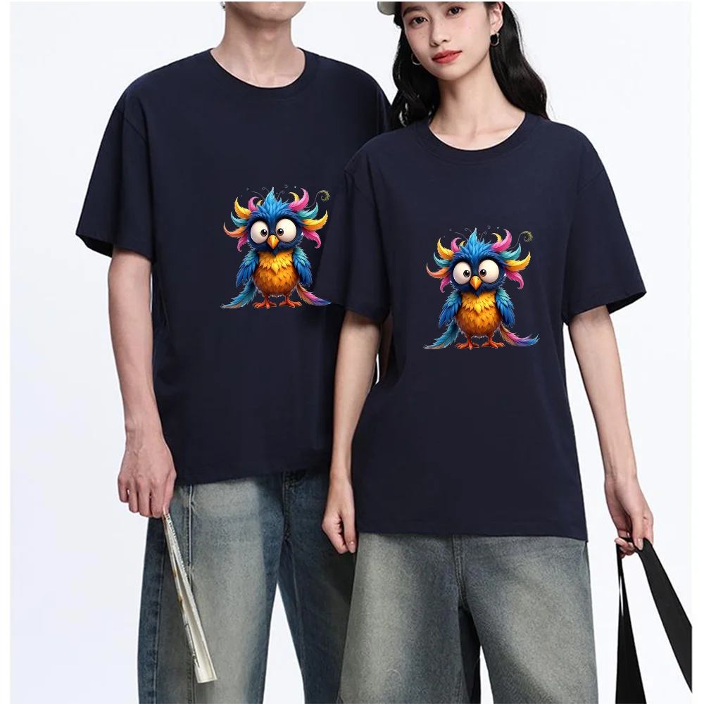 Colorful Owl Printed T Shirt Breathable Fabric S-XXL Personalized Custom T Shirt Unisex Fit Casual Short Sleeve Tee Aesthetic Gr