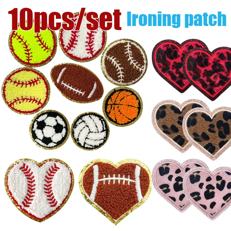10 قطعة كرة القدم كرة السلة الكي بقع الكرة الطائرة كرة القدم المطرزة الملابس لعبة DIY بها بنفسك الرياضة ملصقات القلب لوازم الحرفية #1