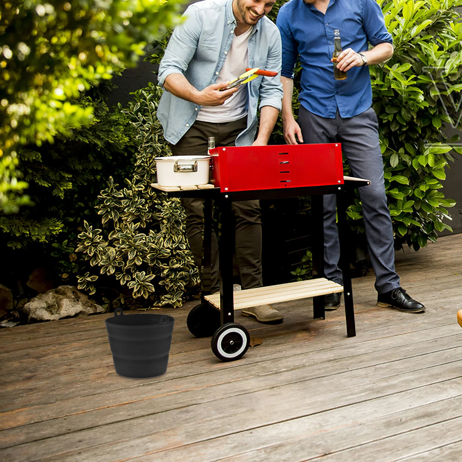 

BBQ Oil Barrel Lining Foldable Bucket Folding Silicone Liner Grease Liners Silica Gel Barbecue