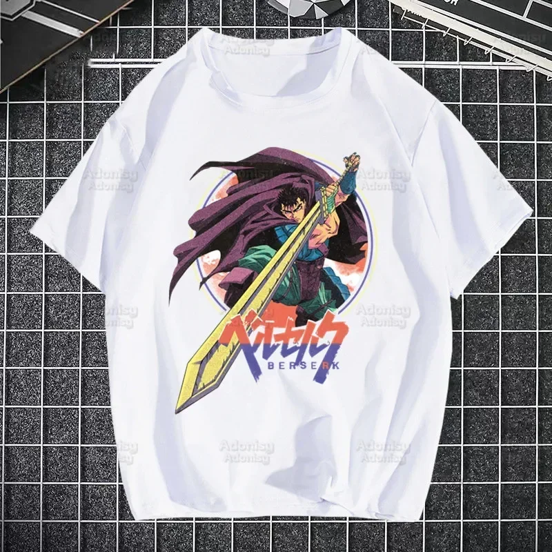 

Мужская футболка Berserk Harajuku с принтом, унисекс, футболка с короткими рукавами, крутая повседневная футболка с героями мультфильмов, мужские уличные топы
