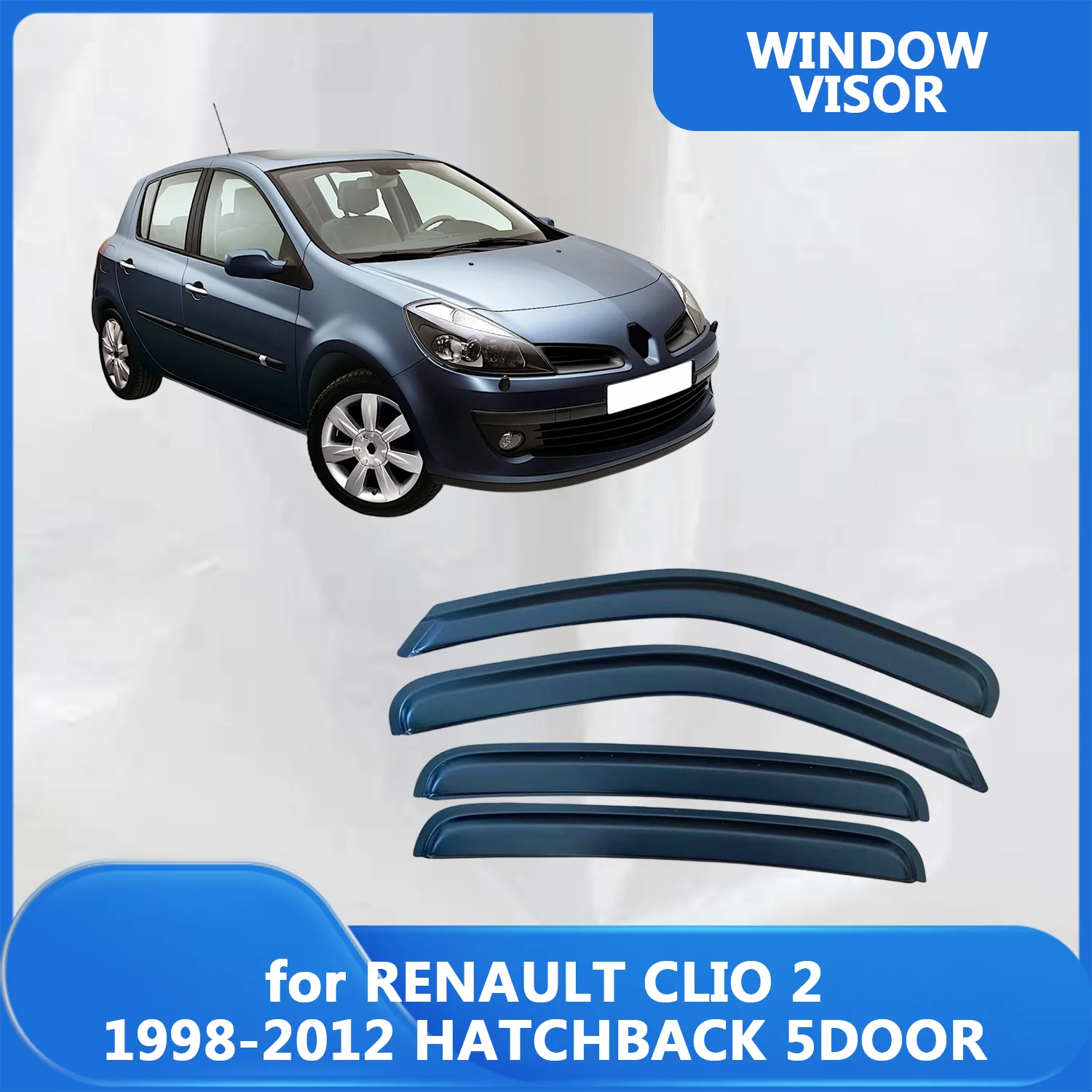 

Window Visor for RENAULT CLIO 2 1998-2008 2009 2010 2011 2012 HATCHBACK 5DOOR Wind Deflectors Rain Guards Door Visor Vent Shades