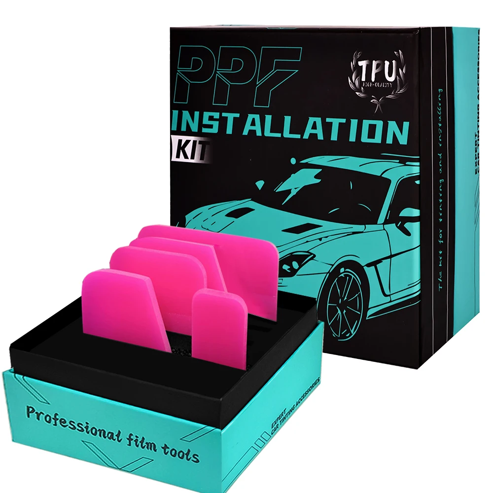 Installationsschaber aus PU-transparenter Folie, Installationswerkzeug für Auto-Vinylfolien, mit exquisiter Verpackung in Geschenkbox, 5-teiliger Vinylschaber
