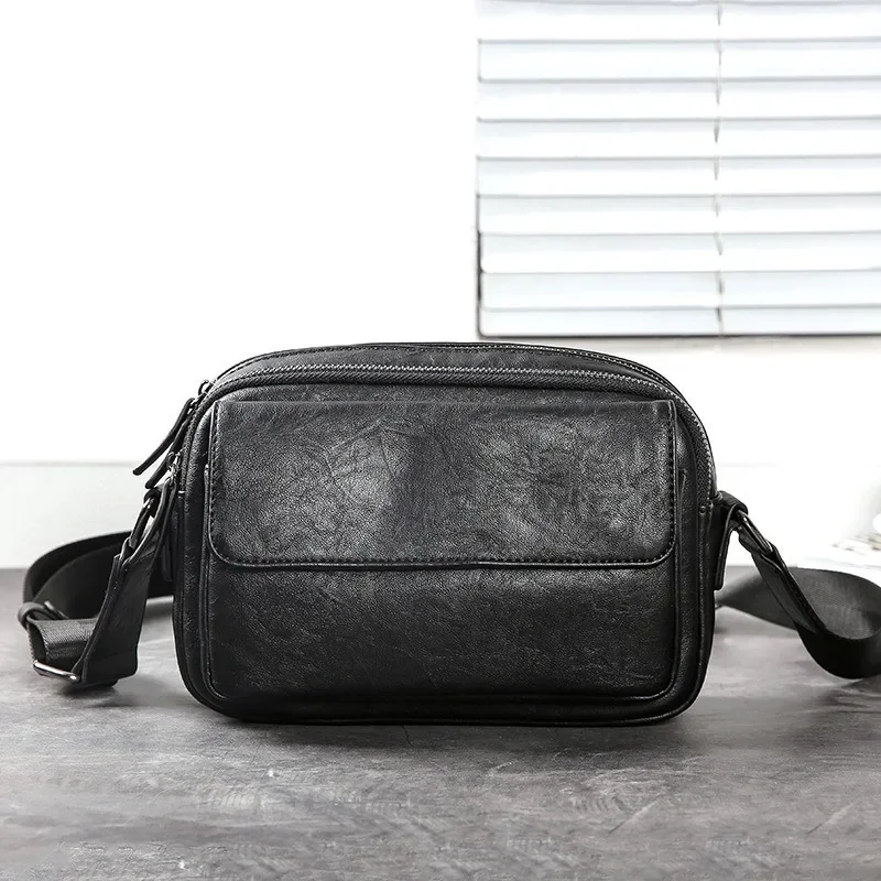 Simple Fashion Men's Crossbody Bags Flap Shoulder Bag Men Messenger Bag Luxury Solid PU Leather Crossbody Bag Satchels Handbags
