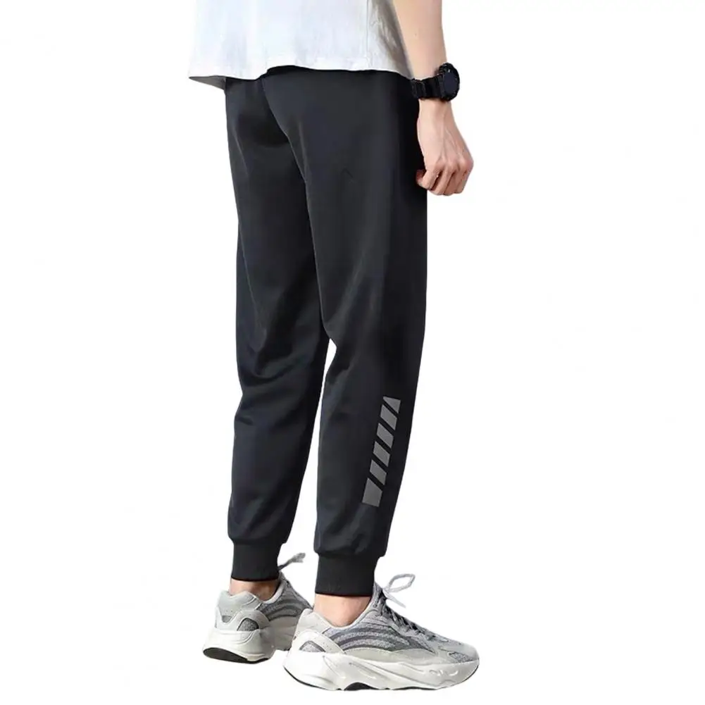 Trendy Sport Pants Elastic Waistband Sweat Absorbent Smooth Men Summer Outdoor Casual Jogging Sweatpants