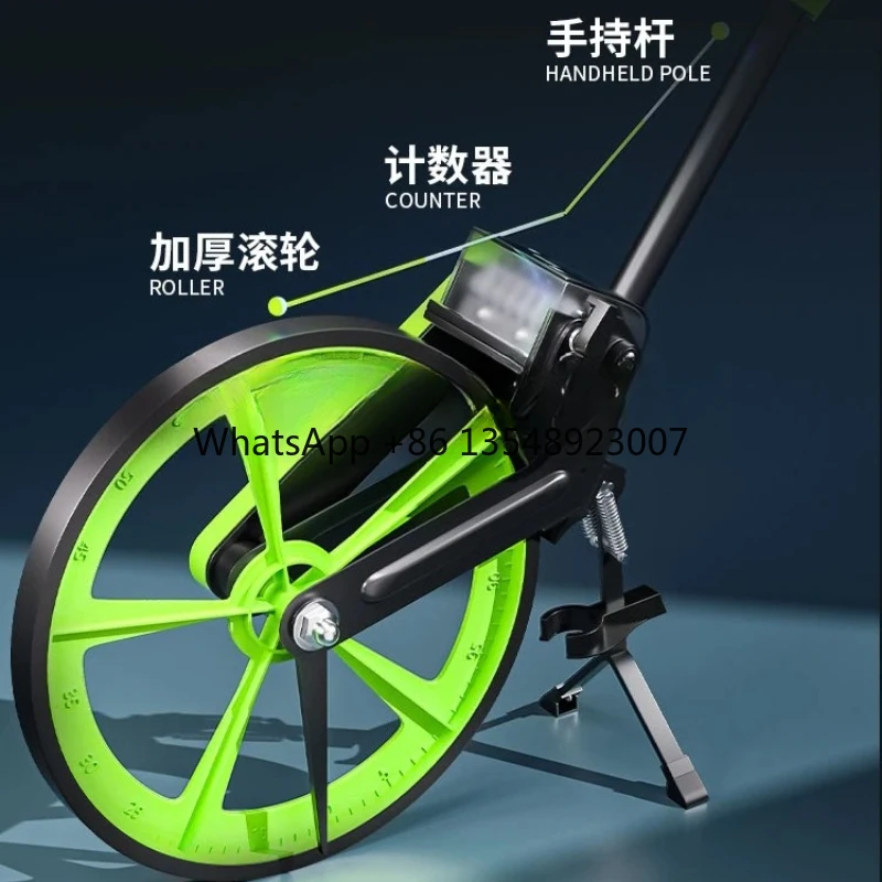 Distance Measuring Wheel, Hand Push Roller Car, Push Ruler, Roller Measuring Instrument with Handbrake, Measuring Wheel