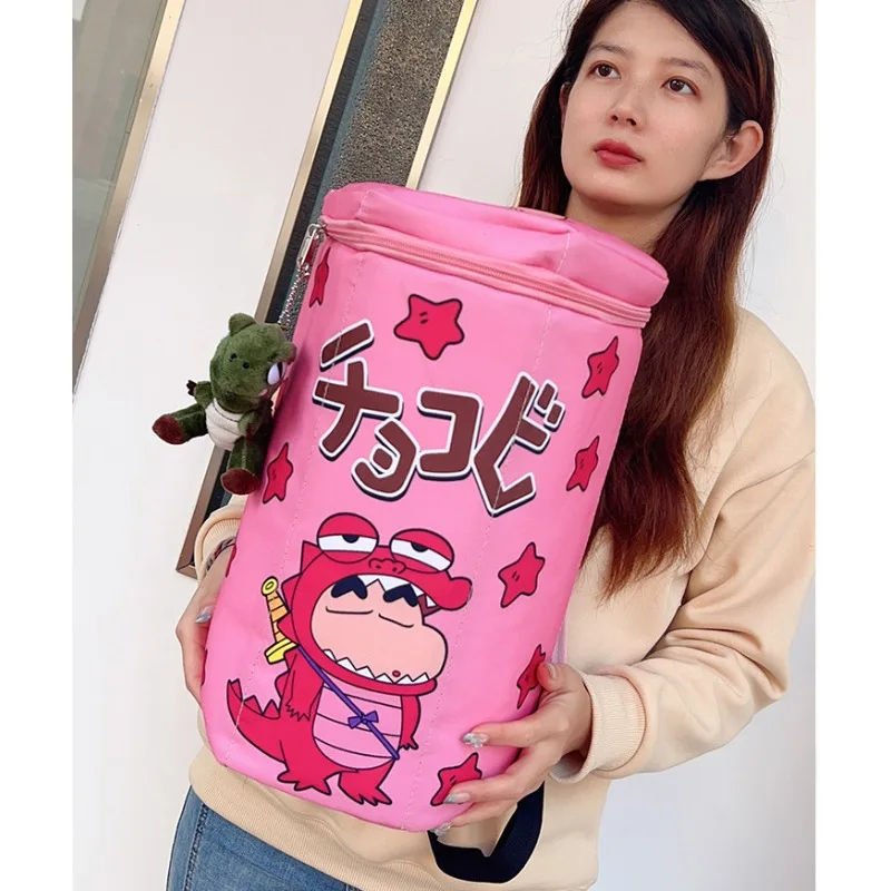 Bandai Crayon Shin-chan Kawaii Waniyama Biscuit Box Three-dimensional Zipper School Bag Anime Cartoon Large Capacity Backpack