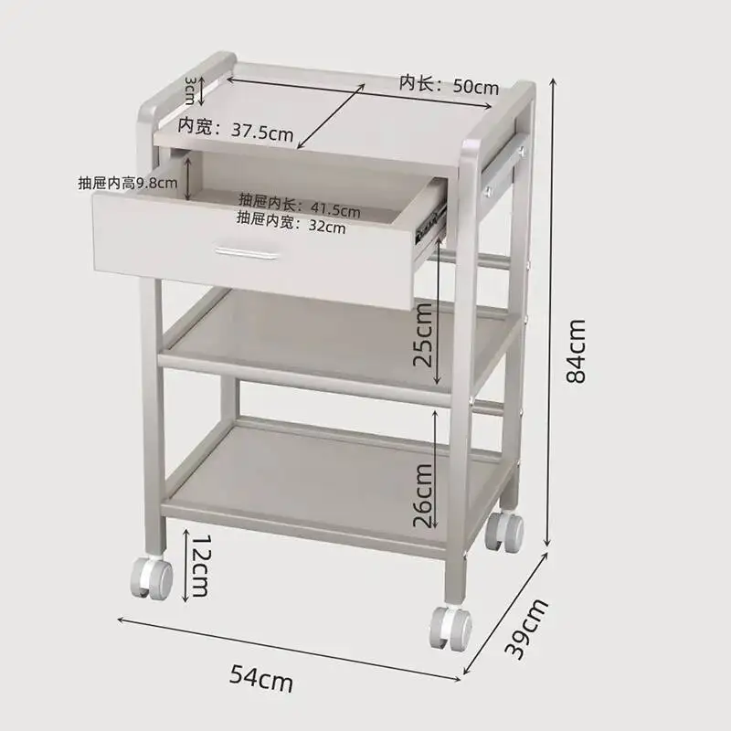 عربة من الفولاذ المقاوم للصدأ لصالون الاستقبال الجمالي، عربة كاريتو المساعدة، منظم دي بيليزا، سبا تجميلية #6