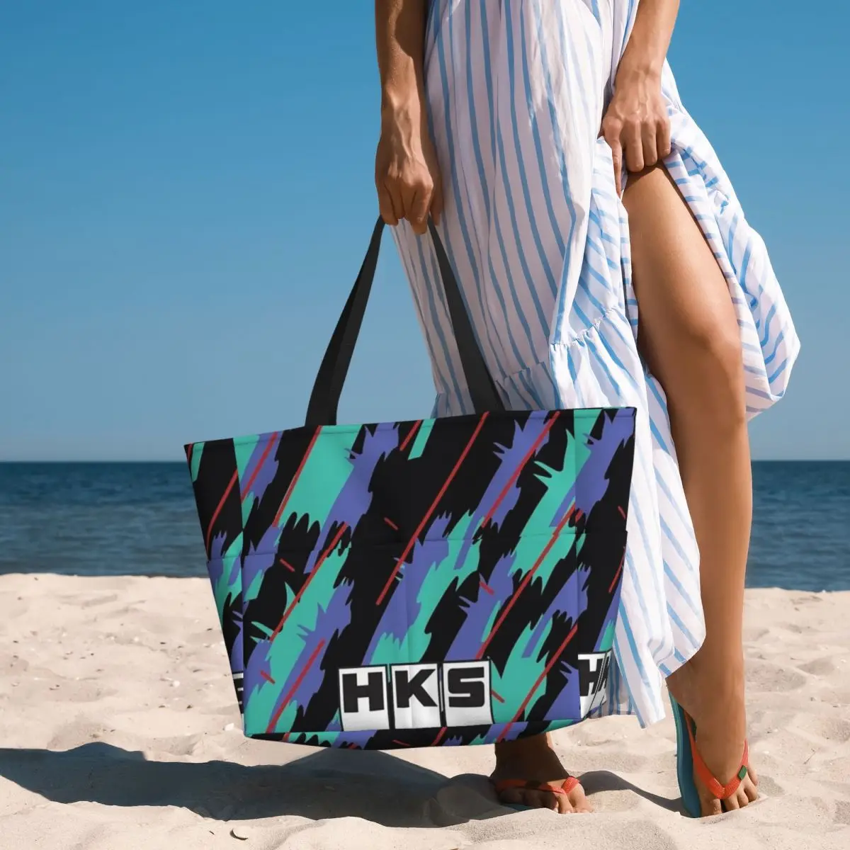 

HKS Beach Tote Bag Sport Gym Yoga Duffle Large Tote Bag Women Travel Bag Fitness bag