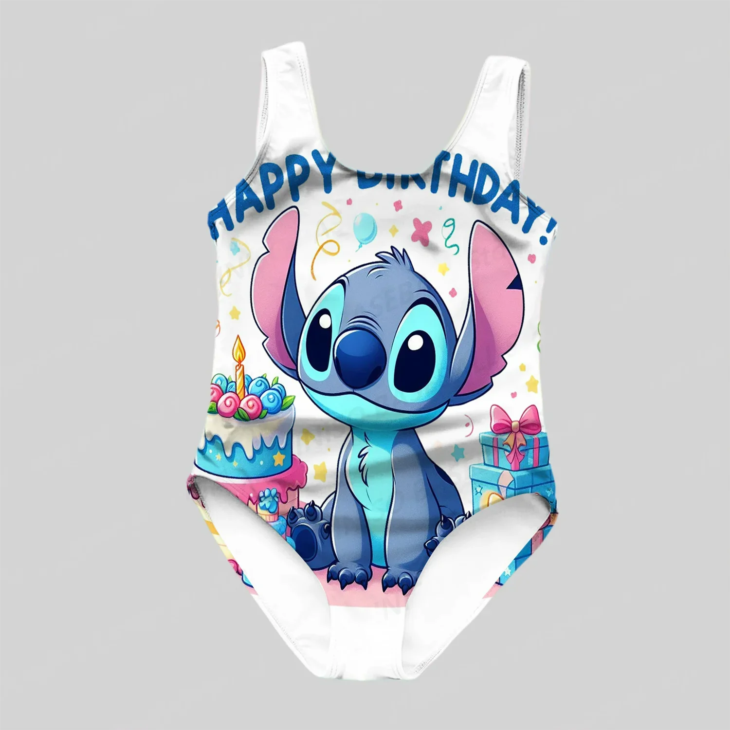 MINISO Disney Girls and Women Swimwear Cartoon Print Swimsuit Blue Pink Stitch Love Kids and Adult Fashion Summer New Arrival