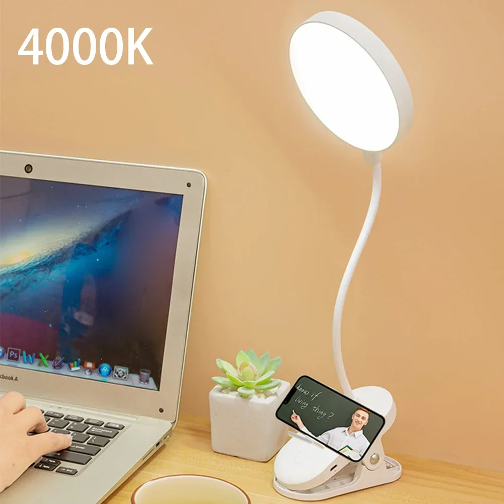 Portable Clip-on Book Light LED Reading Lamp USB Rechargeable 3-gear Dimming Desk Lamp Eye Protection Bedroom Dorm Table Lamp