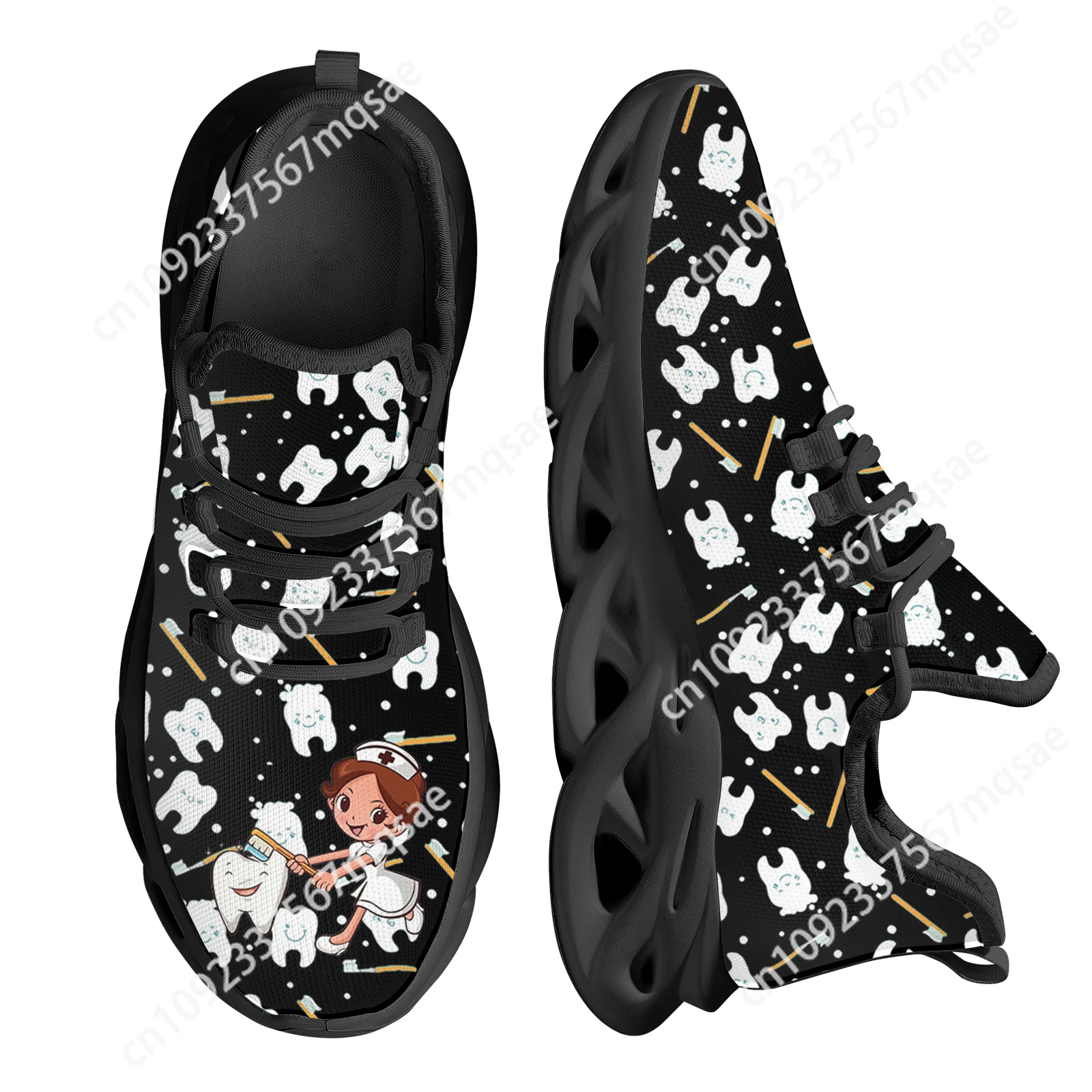 

Custom 2023 Dental Shoes Outdoor Wear-Resistance Mesh Swing Sneaker Teeth Nurse Cartoon Cushion Shoes Plus Szie 48 Footwear